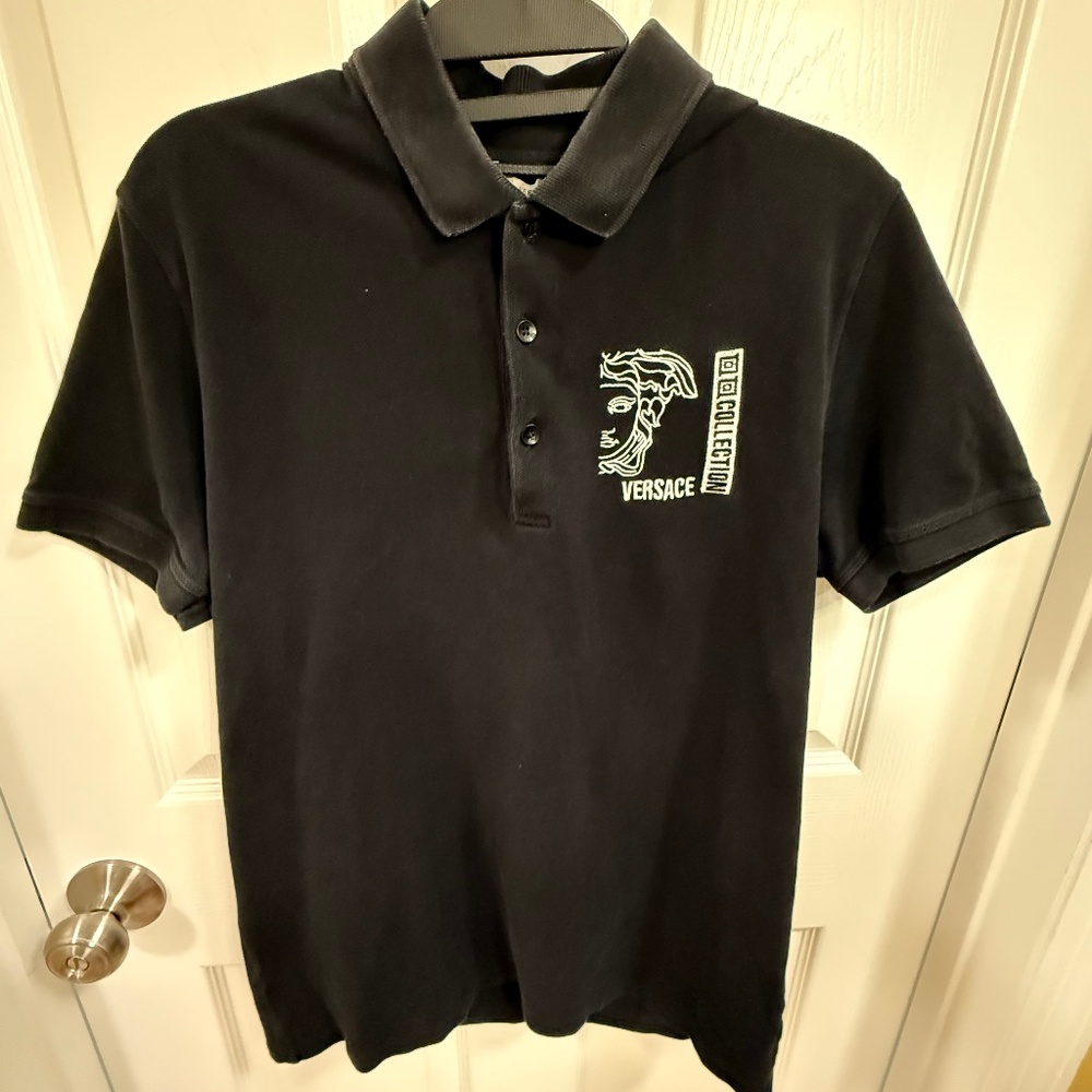 Versace Collection-Men's Polo Shirt (Large/Bl/Cotton)